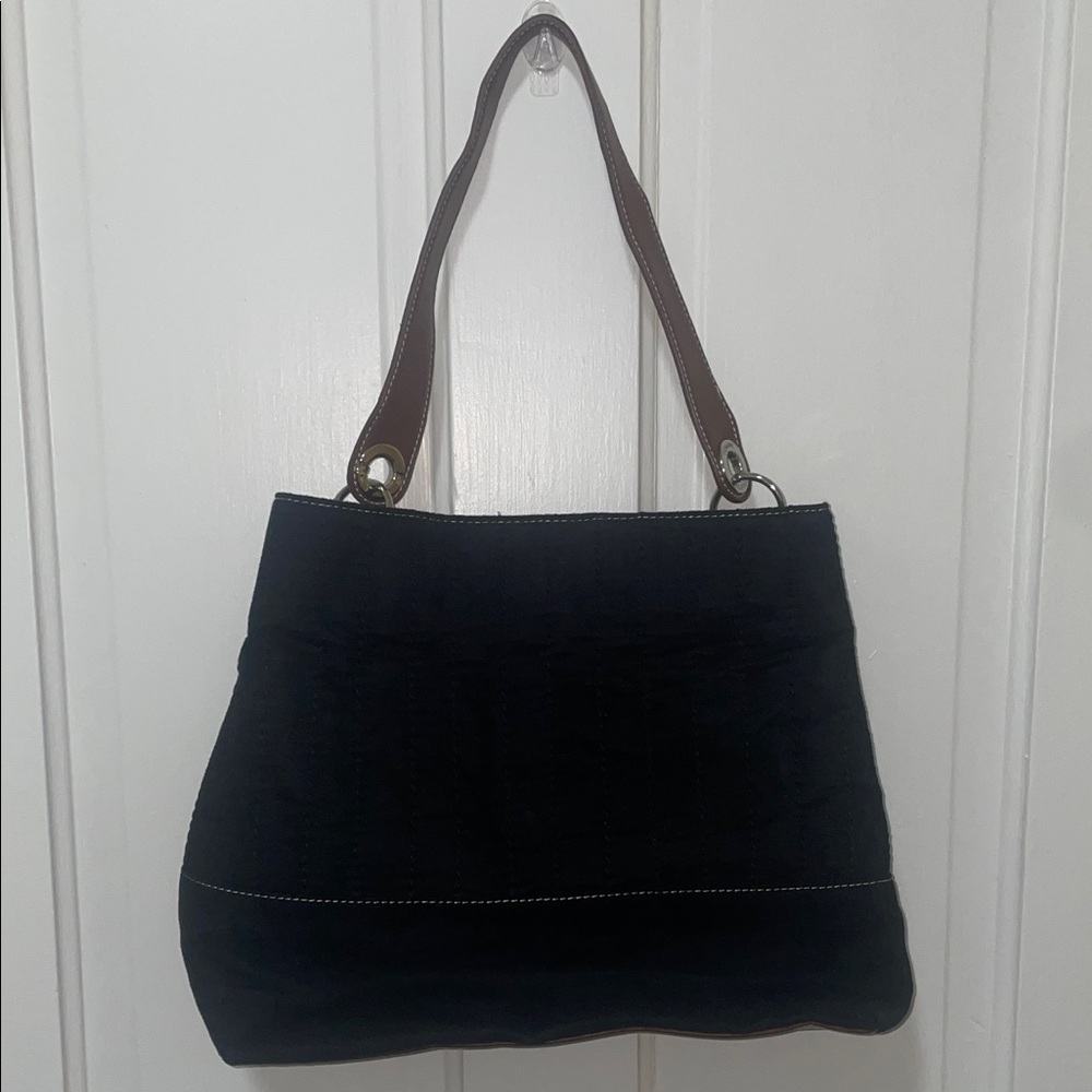 Tommy Hilfiger Black Shoulder Bag with Brown Handles